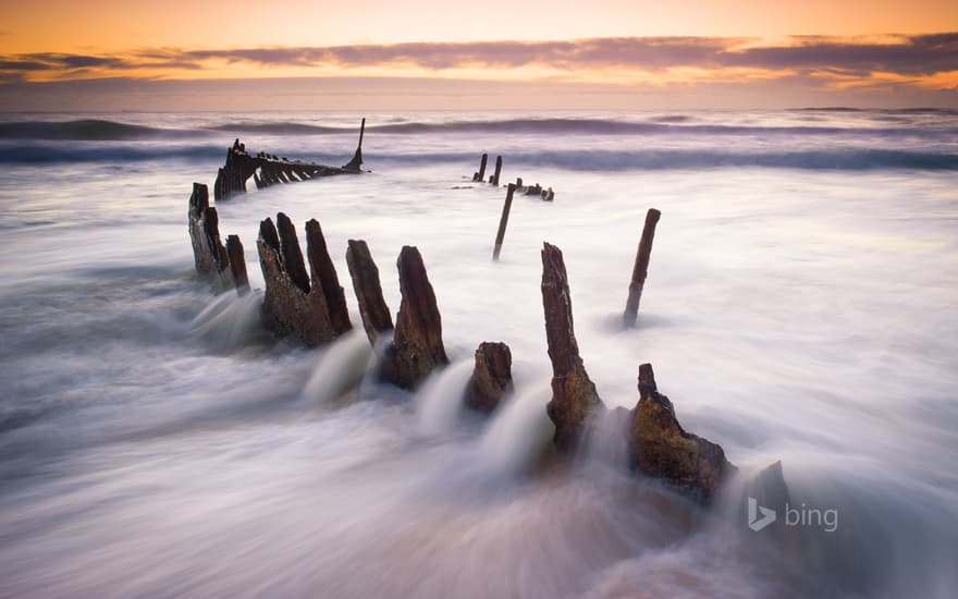 Wreck of SS Dicky at Dicky Beach in Caloundra, Queensland, Australia