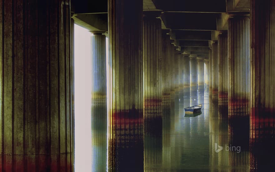 Under a bridge spanning the Odiel River, Huelva, Spain