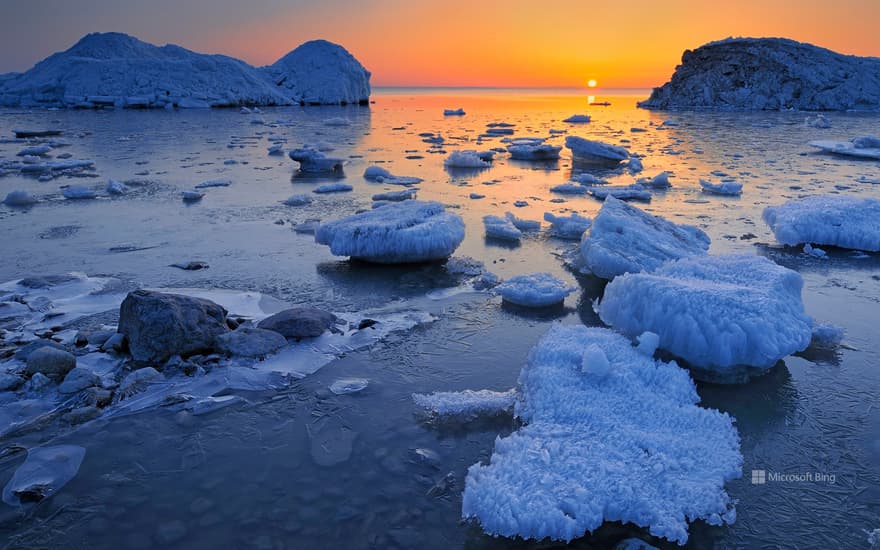 Spring ice along the shore of Lake Winnipeg, Manitoba