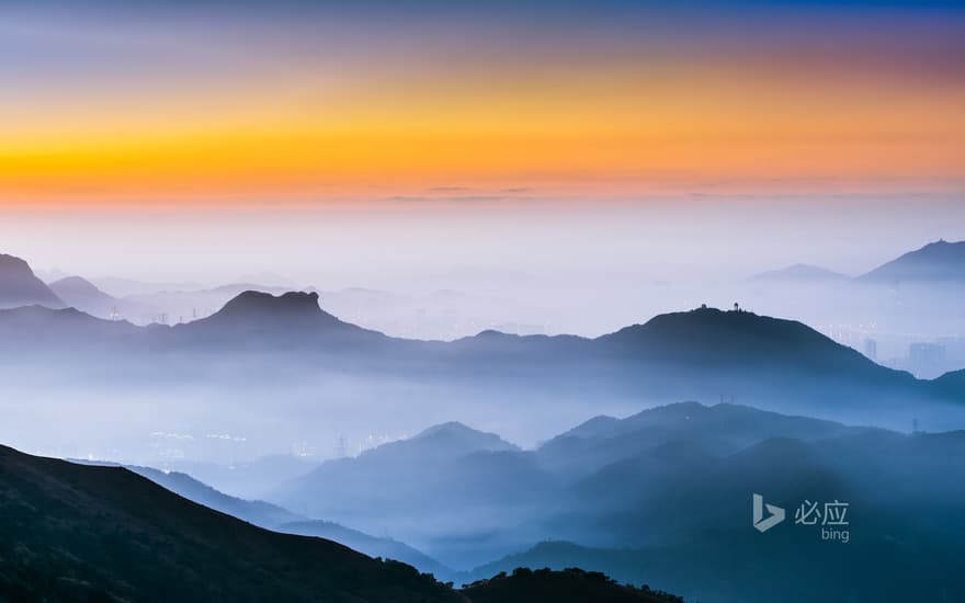 Hong Kong, Lion Rock in the early morning mist